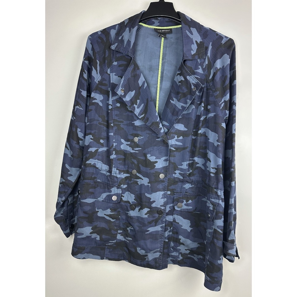 Lane Bryant Camo Anorak Jacket Blue Lyocell Military Grunge Plus Size 18/20 2X - Picture 8 of 8